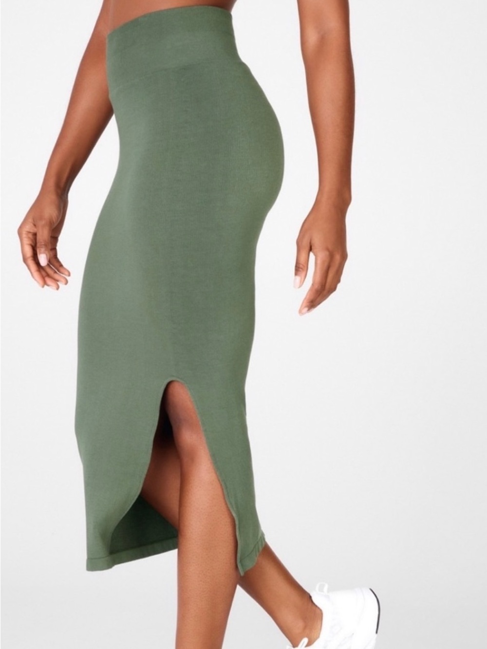 ❣️Fabletics❣️ Olive Green Midi Pencil Skirt with Front Slit